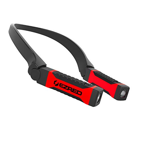 EZRED Bright NK10 ANYWEAR Neck Light for Hands-Free Lighting, Red and black