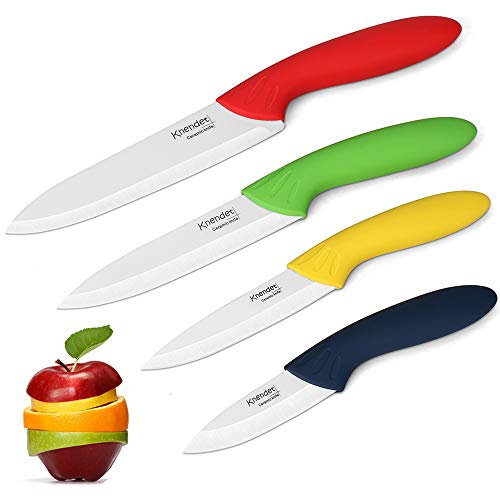 Knendet Ceramic Knife Set,4 Piece Ultra Sharp Professional Kitchen Chef Knives with Stain...