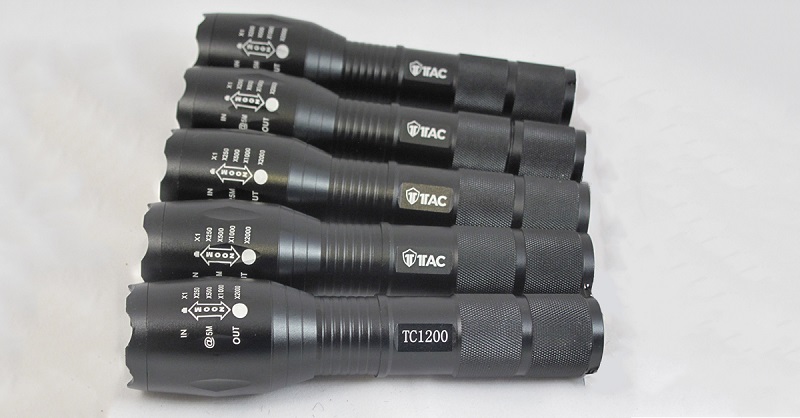tc1200 flashlights in a column